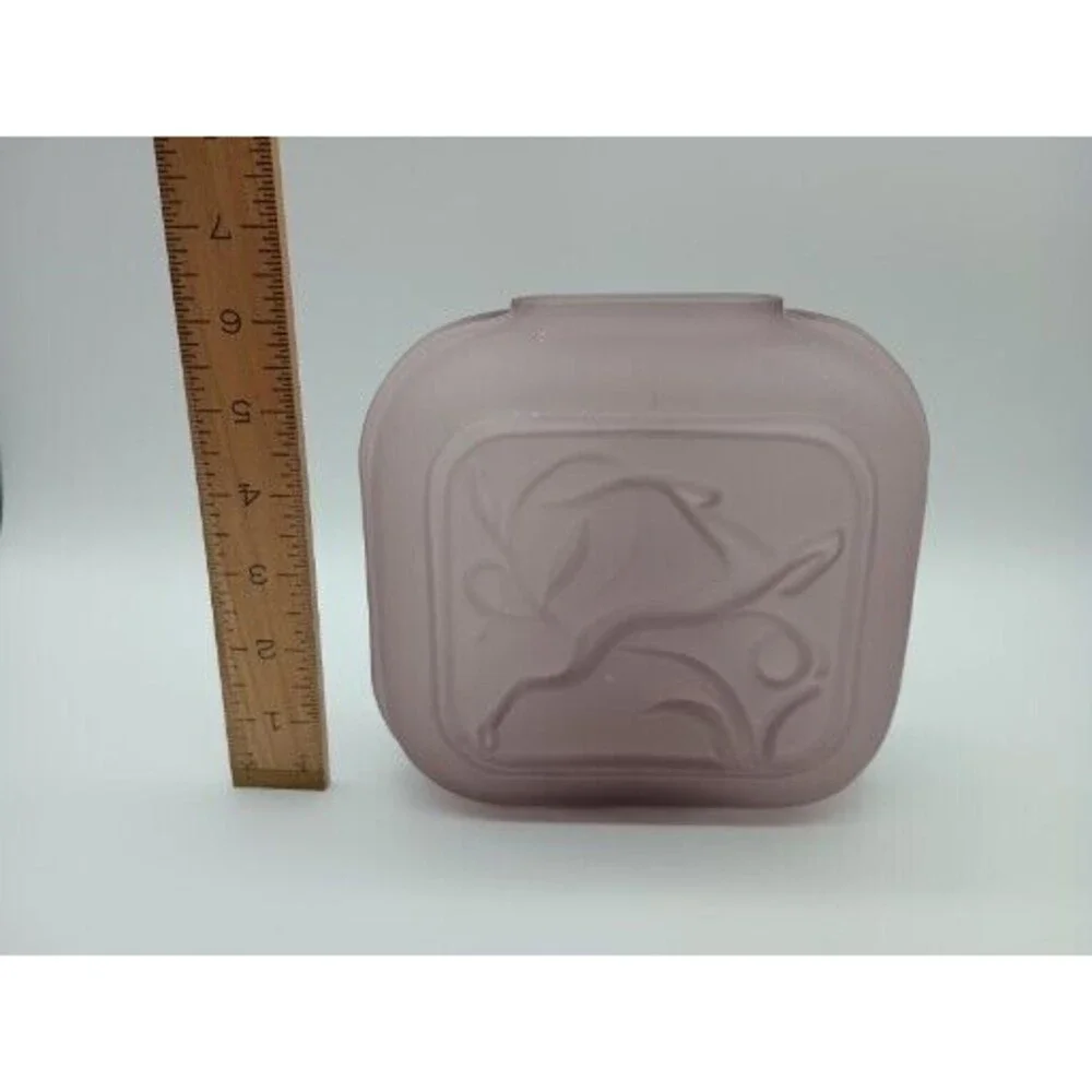 Balos Glass Square Vase Frosted Amethyst Art Deco Stag